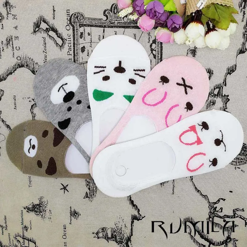 

CAT comfortable cotton bamboo fiber girl women's socks ankle low female invisible color girl boy hosier 12pair=24pcs WS67