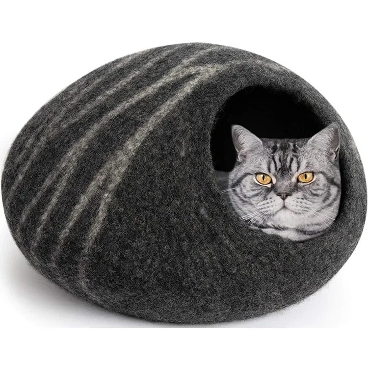 2022 new cosy non-slip felt wool washable collapsible cave cats beds pet houses cat cave