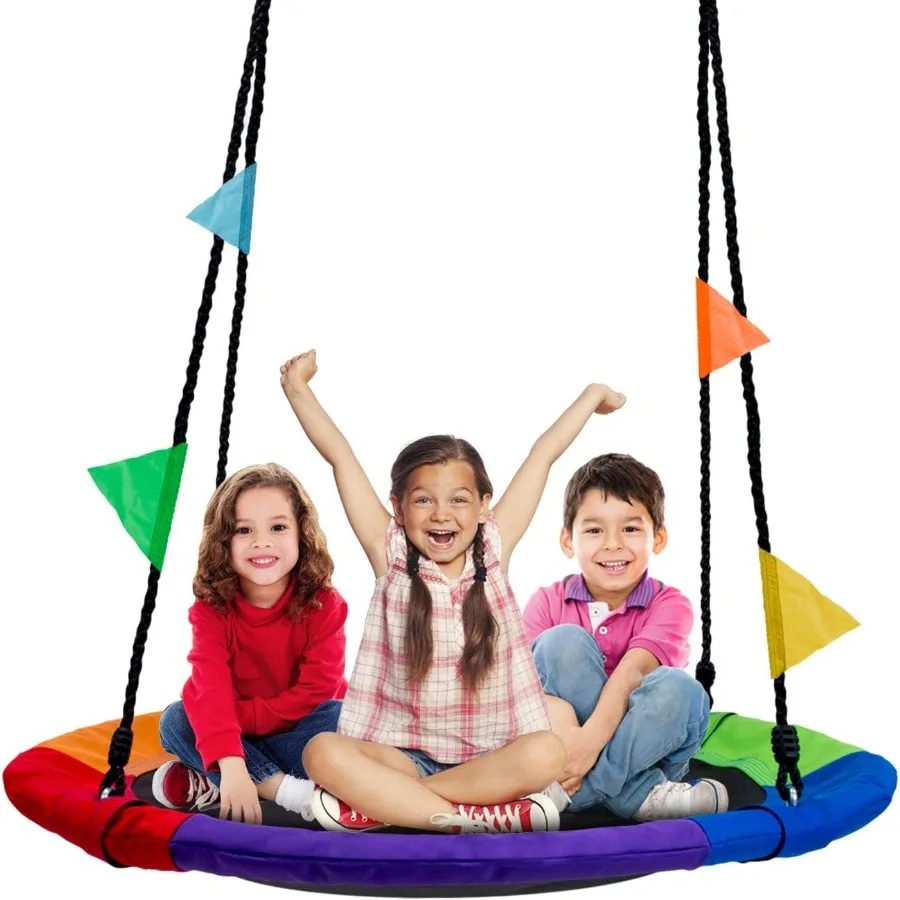 

40" Saucer Swing for - 220lbs Outdoor Swing Fun Tree Glider Adjustable Ropes Durable Swing Seat Trampoline Net Swing Backyard I