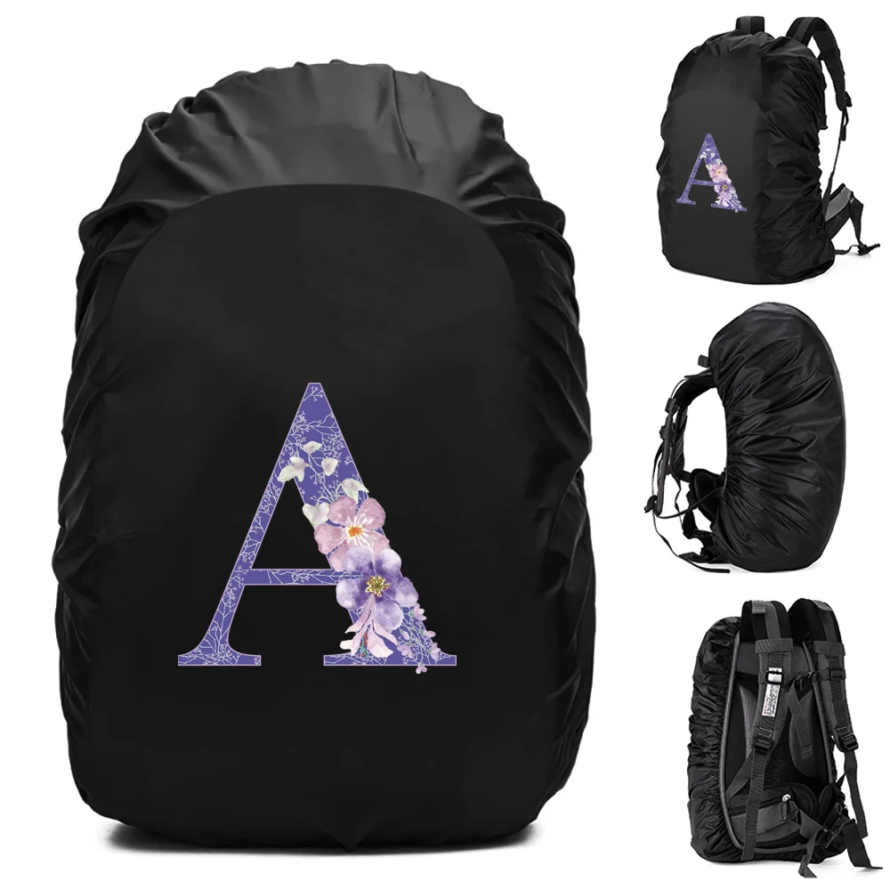 20-70L Waterproof Backpack Rain Cover Fashion Purple Flower Letter Outdoor Sport Cycling Safety Rain Cover Camping Hiking Cover