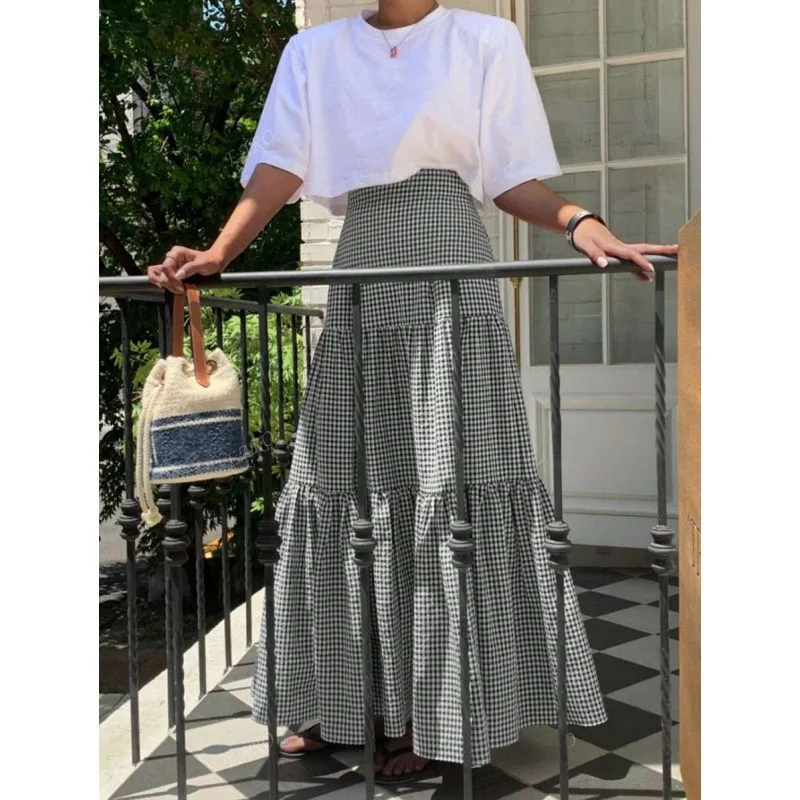 

Длинная юбка в клетку 70425: Элегантная женственная юбка миди с клетчатым принтом, весенняя модная женская юбка средней длины, товар для трансграничной торговли