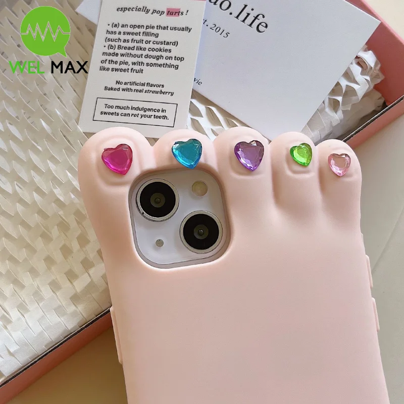 3D Funny Manicure Foot Silicone Phone Case For iPhone 15 14 13 12 11 Pro Max ShockProof Anti-fall Cute Soft shell birthday Gift