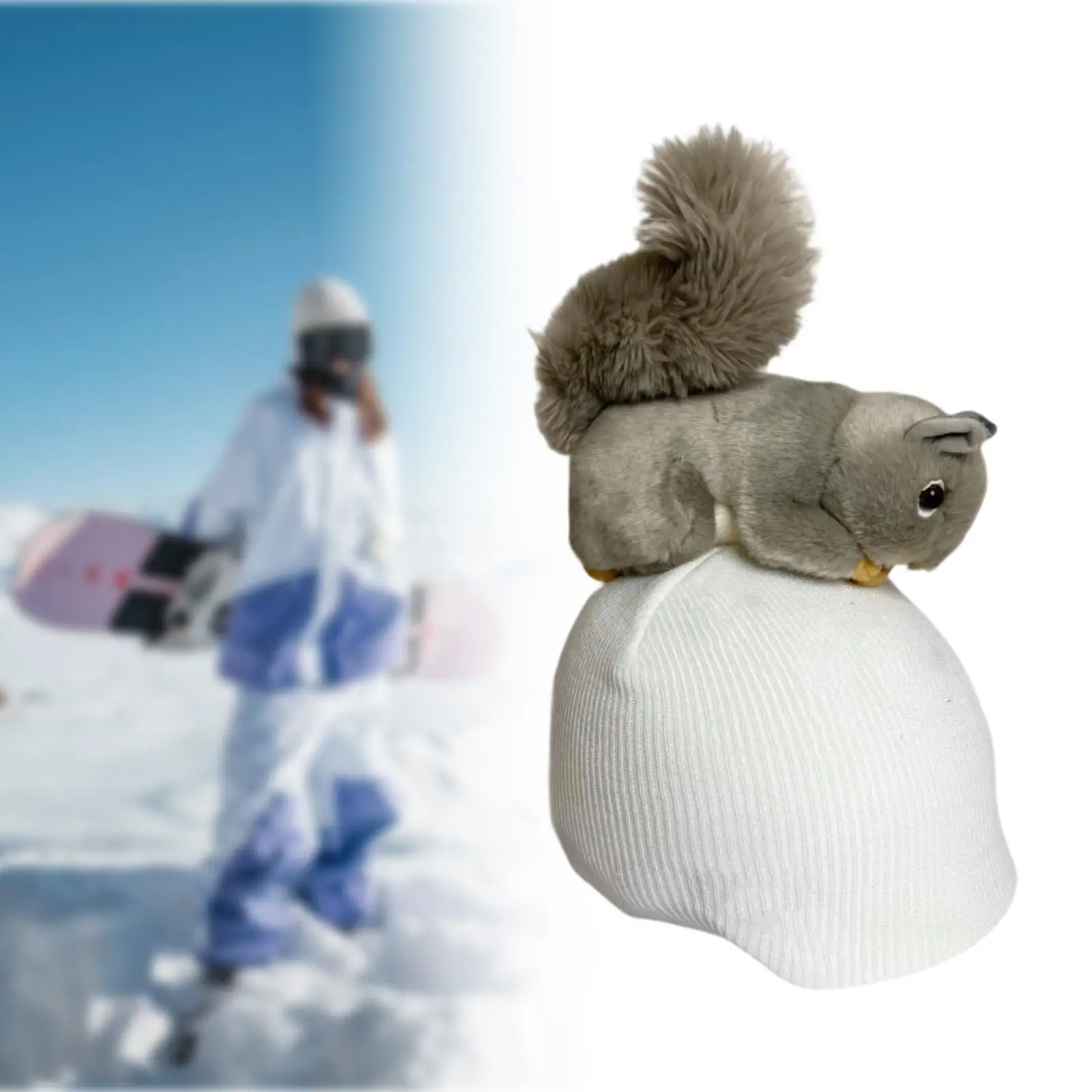 Copri casco da sci da neve scoiattolo berretto lavorato a maglia cartone animato versatile leggero