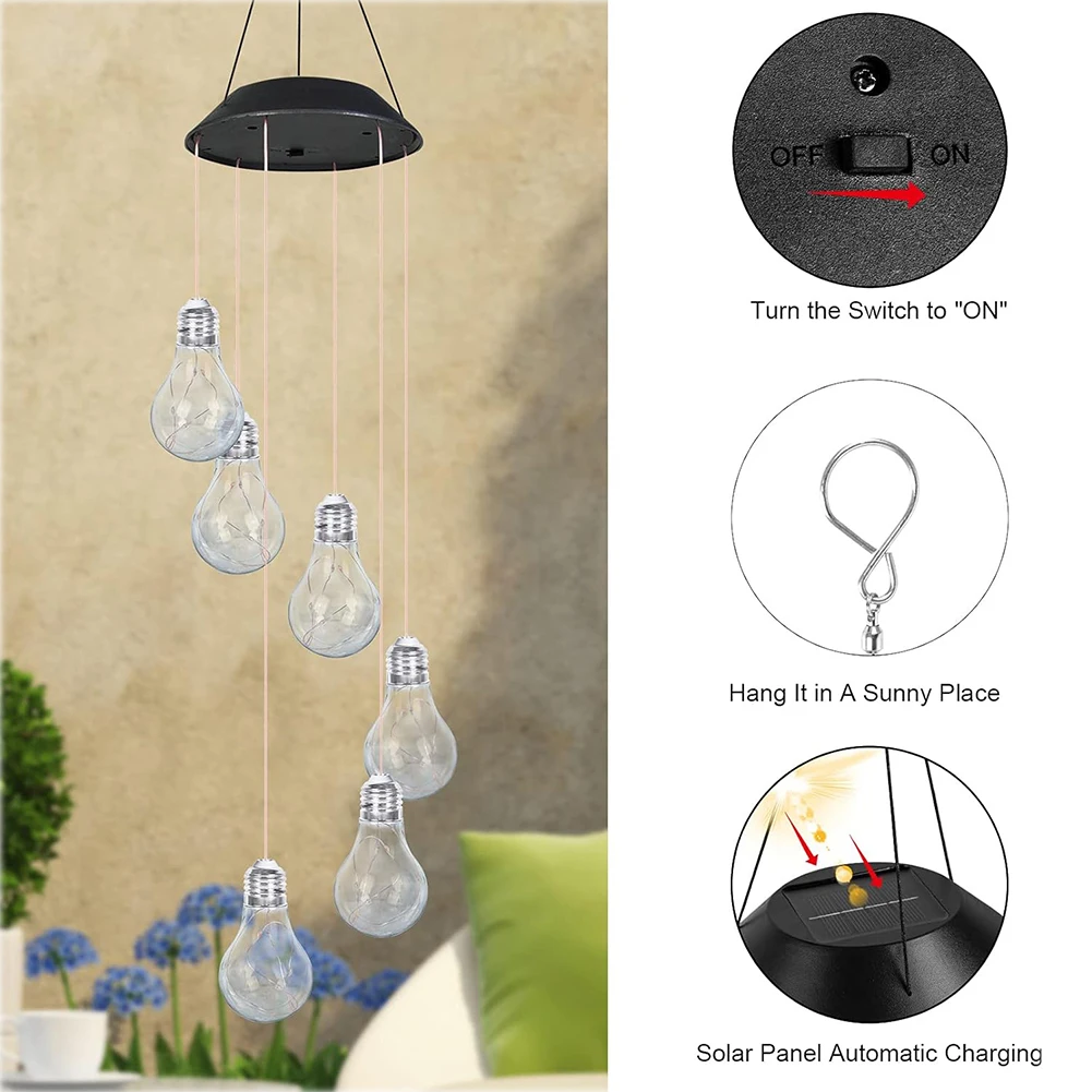 30LED Wire Hanging Solar Lights Waterproof Solar Windbell Light Christmas Decor for Outdoor Garden Balcony Bedroom Yard