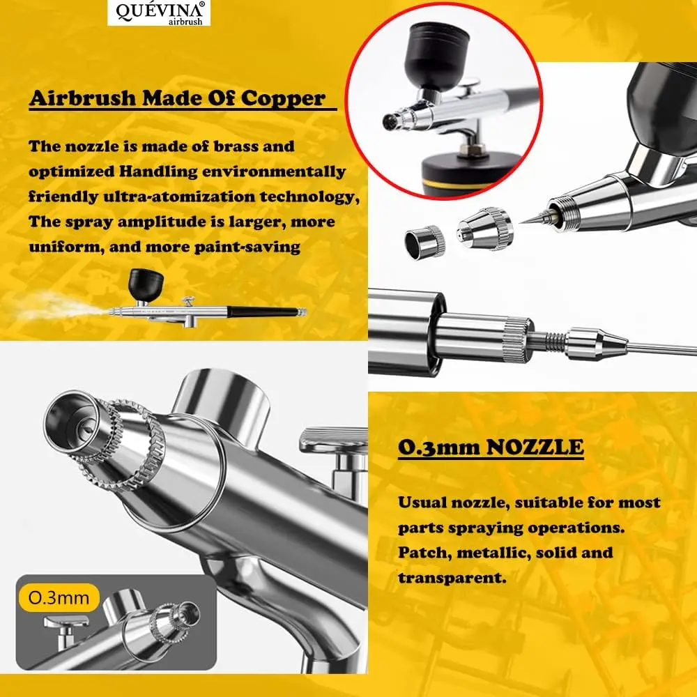 Draadloze airbrushkit met compressor voor make-up, tatoeage, nagelkunst, taartdecoratie en handwerk