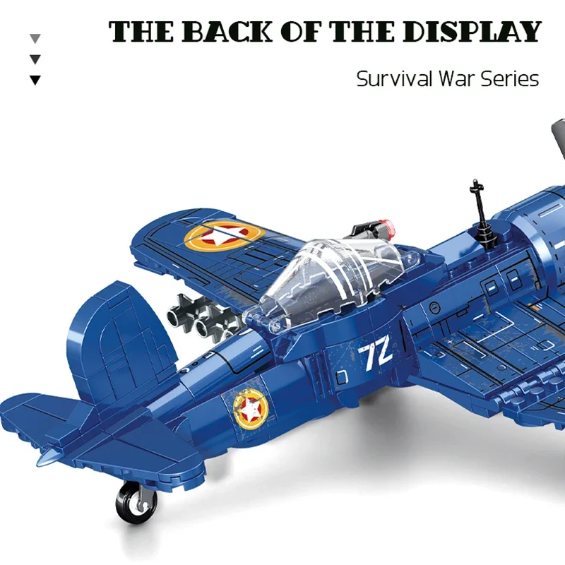 WW2 Military F4U Fighter Technical Bomber Model Building Blocks Attack Aircraft Helicopter Bricks Toys Festival Gift for Boys