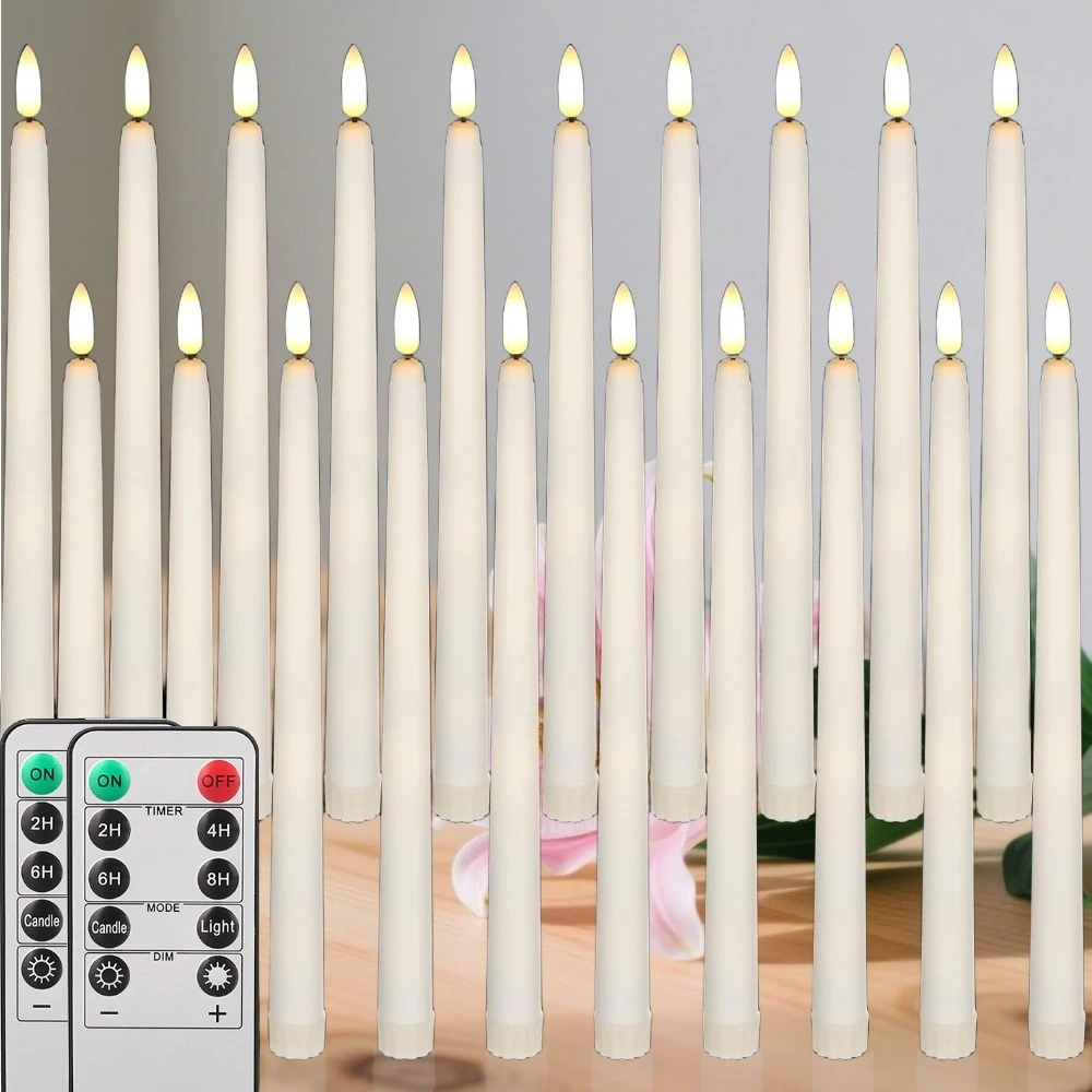 Flameless Taper Candles with Remote Flickering LED Taper Candles Battery Operated Candlesticks for Wedding Christmas Thanksgivin