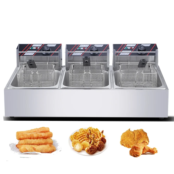 

High Quality Three Tank Three Baskets Factory Direct Sale Electric Chicken Fryer Commerical Deep Fryer Electricity Table Top