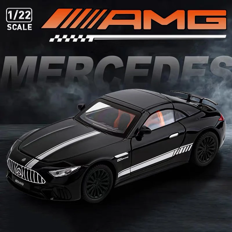 New 1:22 Benzs SL63 Supercar Alloy Die Cast Toy Car Model Sound and Light Children\'s Toy Collectibles Birthday gift