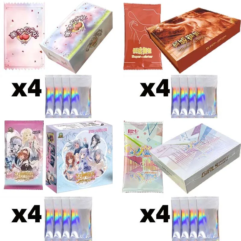 Wholesale 4boxes Goddess Story Collection Card Beauty Comes +4pc 3d Promo Pack Girl Party Swimsuit Bikini Feast Booster BoxWhole