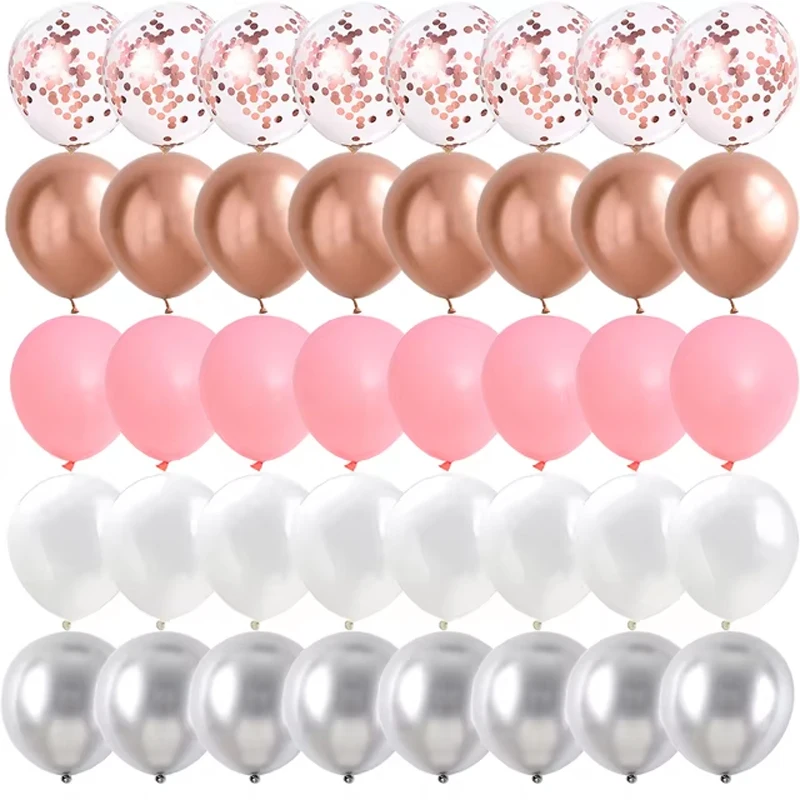 40PCS 10/12 Inch Rose Gold Pink Balloons Wedding Valentine's Day Birthday Ball Party Decorations