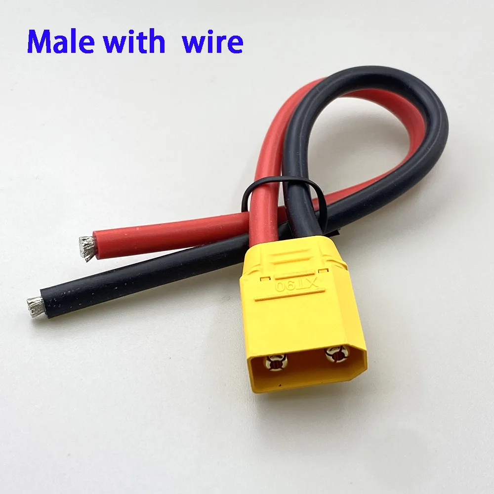 Create Idea XT90 Male & Female Connector Set – 10AWG 100mm Wire, 40A 500V, For RC Batteries, Drones, Controllers (2Pcs, 1 Male + 1 Female)