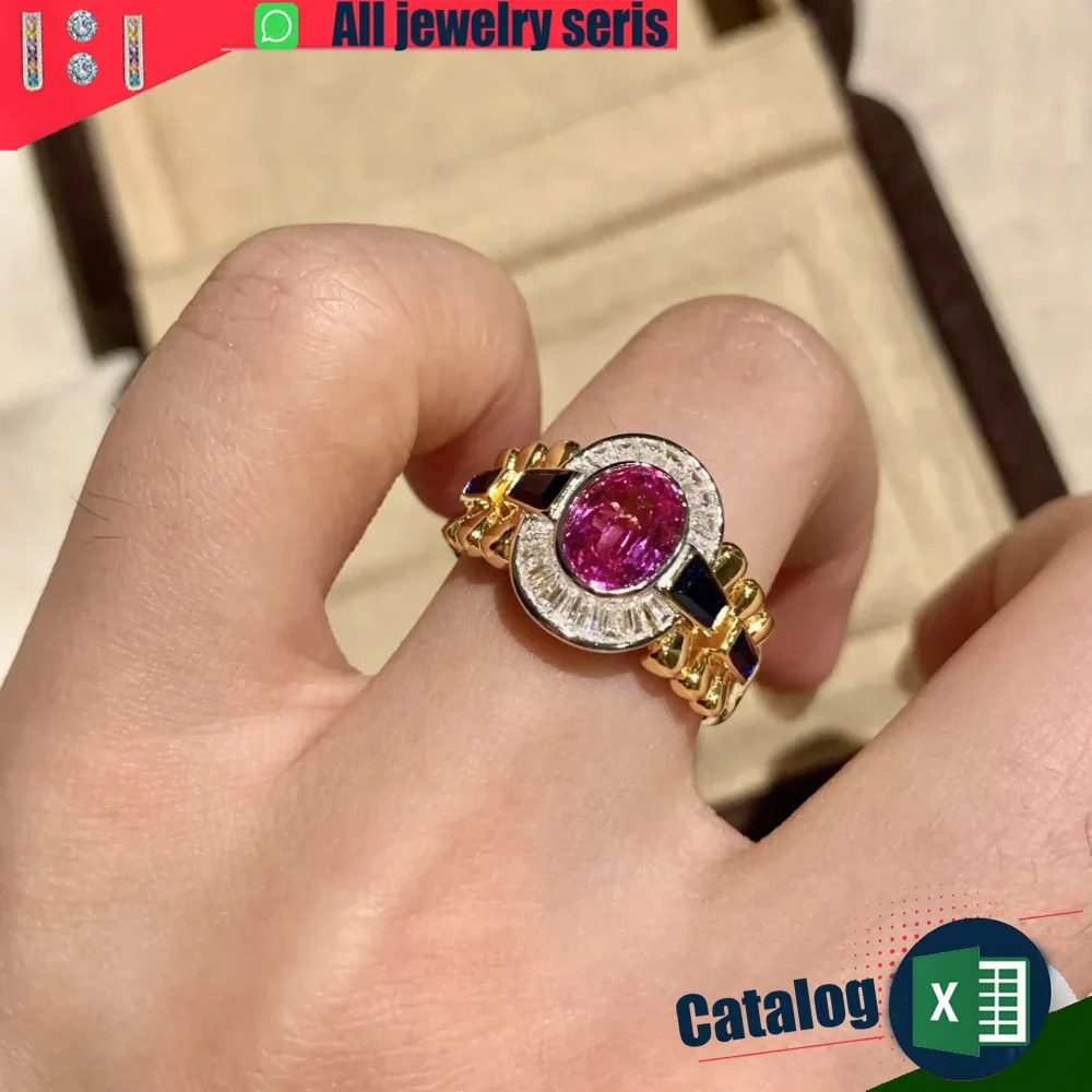 Cincin Berlian Oval Rose Berkilau Cincin Serbaguna untuk Wanita