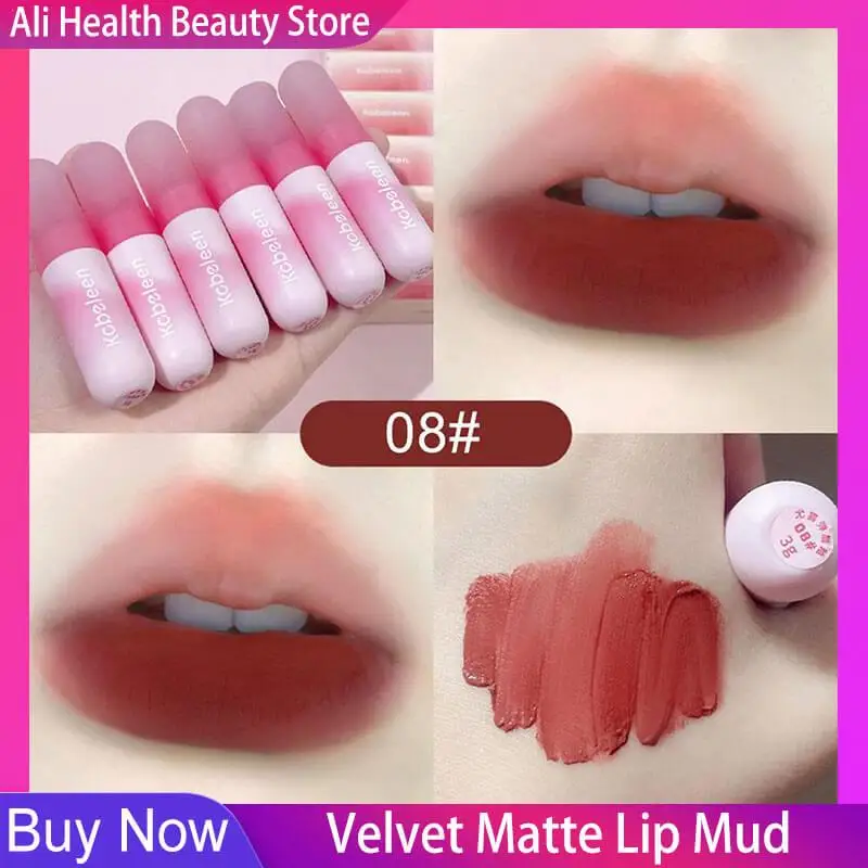 1PC Velvet Matte Lip Mud Waterproof non facile da perdere Pigment Color Nude Lipstick studenti Natural Lasting Lip Makeup