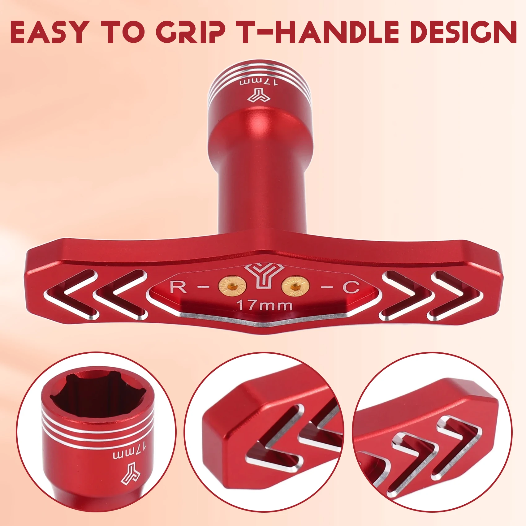 Herramienta de llave hexagonal de rueda de ABUM-17Mm, tuercas hexagonales, manga para coche teledirigido para neumáticos todoterreno 1/8 1/10