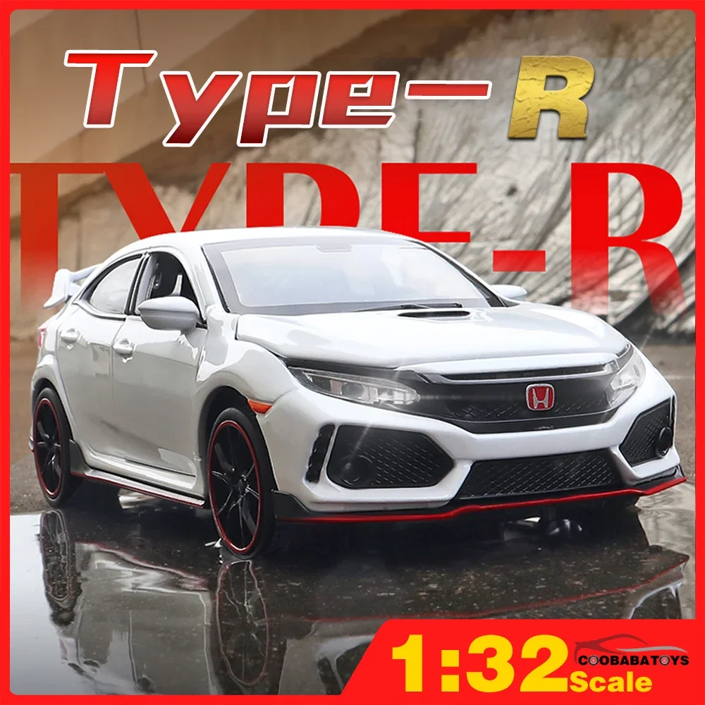 

Scale 1/32 Civic Type R Metal Diecast Alloy Toy Cars Models Trucks For Boys Children Kids Toys Vehicles Hobbies Collection