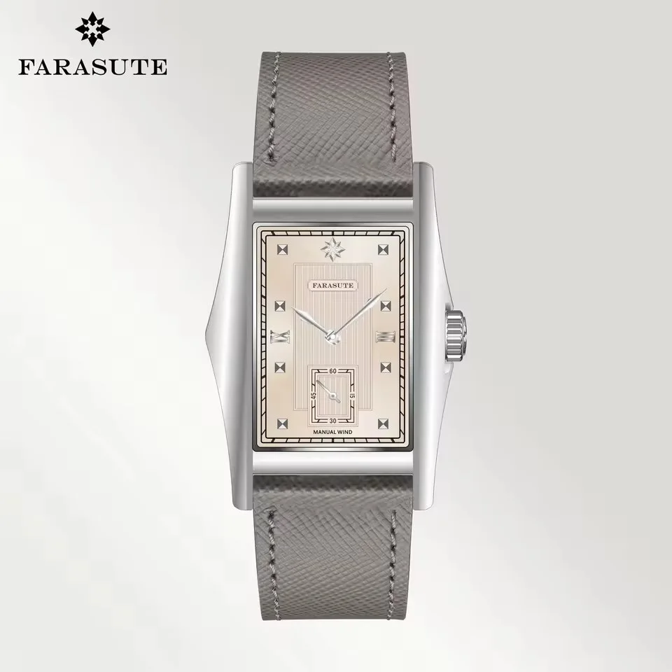 FARASUTE Men Automatic Watch 33mm Rectangle Mechanical Wristwatch Sapphire 30m Waterproof Small Second Hand