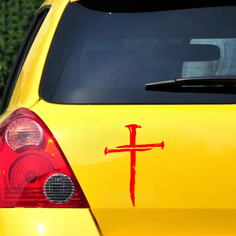 Adesivo in vinile con tre chiodi e croce, per finestrino dell'auto, paraurti, porta, decorazione, adesivi cristiani, telefono portatile, bottiglia d'acqua, tazza