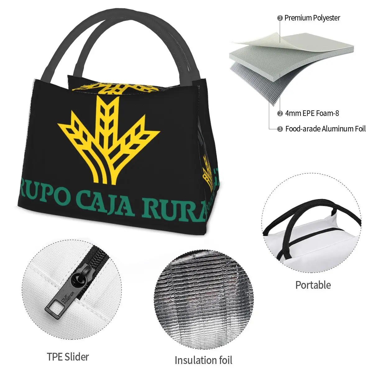 Brilliant Caja Rural Portable insulation bag for Cooler Thermal Food Office Pinic Container