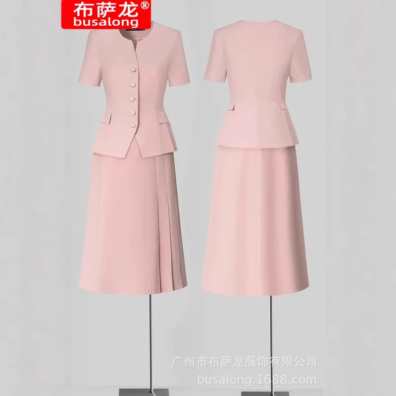 Professional short-sleeved suit set for cross-border summer, new style beauty salon workwear, hotel front desk reception formal