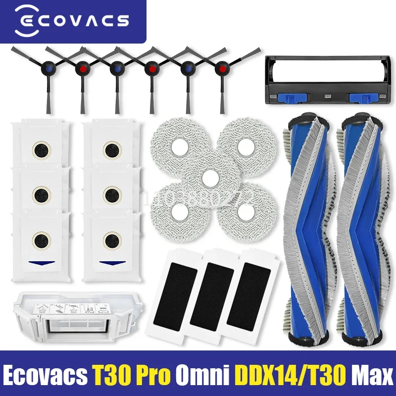 Ecovacs Debot T30 Pro Omni, YEEDI M12 Pro+ Vacuum Replacement Parts Accessories Roller Side Brush Filter Mop Dust Bag