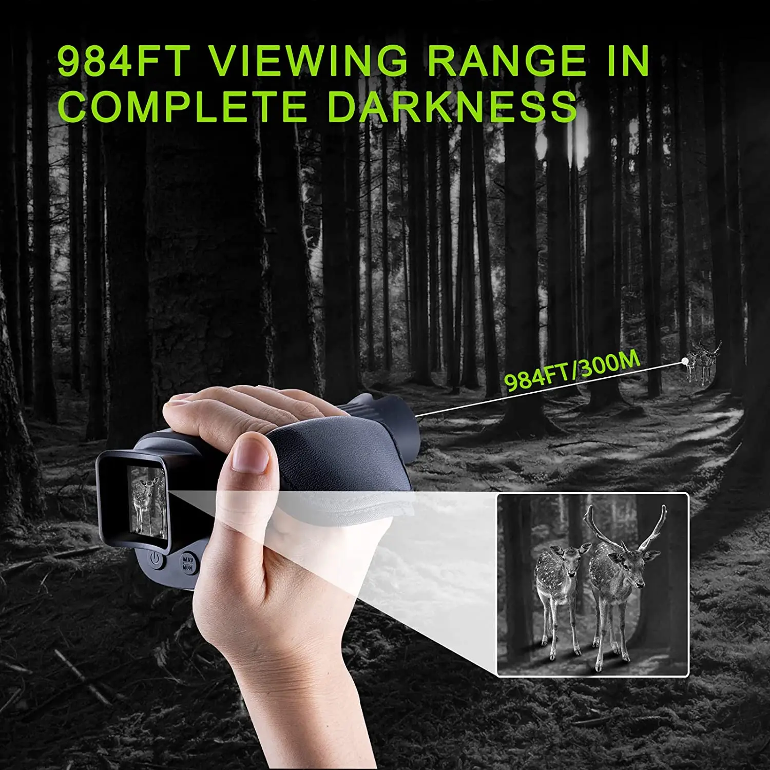 Single eye night vision instrument 1080p high-definition infrared night vision glasses camping binoculars day and night dual use