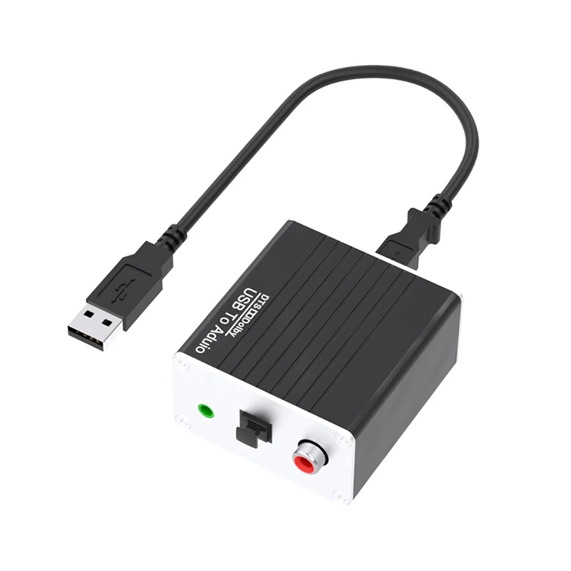 

USB to Audio Converter PC Sound Card for to 3.5mm Speaker AUX Converter Fiber Coaxial DTS 5.1 Source Code