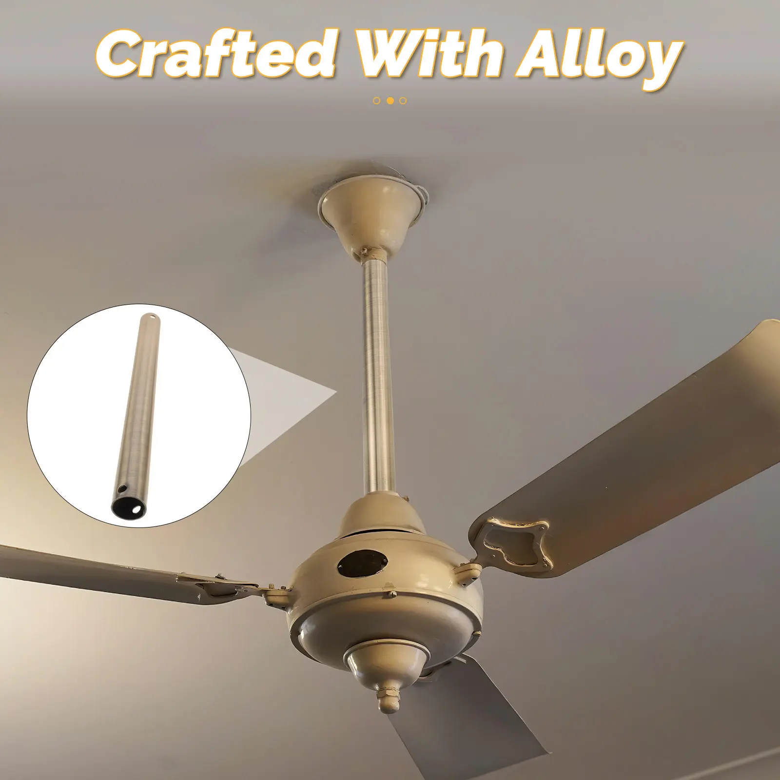 Ceiling Fan Extension Rod 11.97 Inch Alloy Downrod Sturdy Replacement Boom Compatible with Fan Light Lamps for Bedroom Living