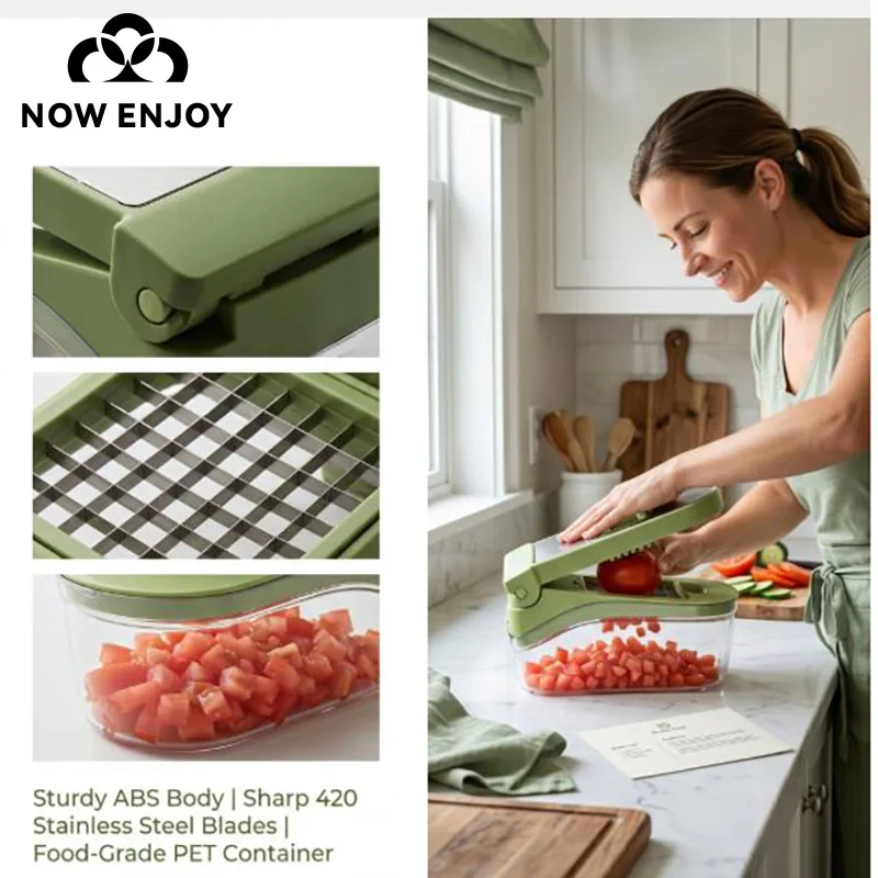 NOW ENJOY 2026 Vegetable Cutting Artifact Multifunctional Grater Potato Slicer Shredder Onion Dicer Vegetable Cutter