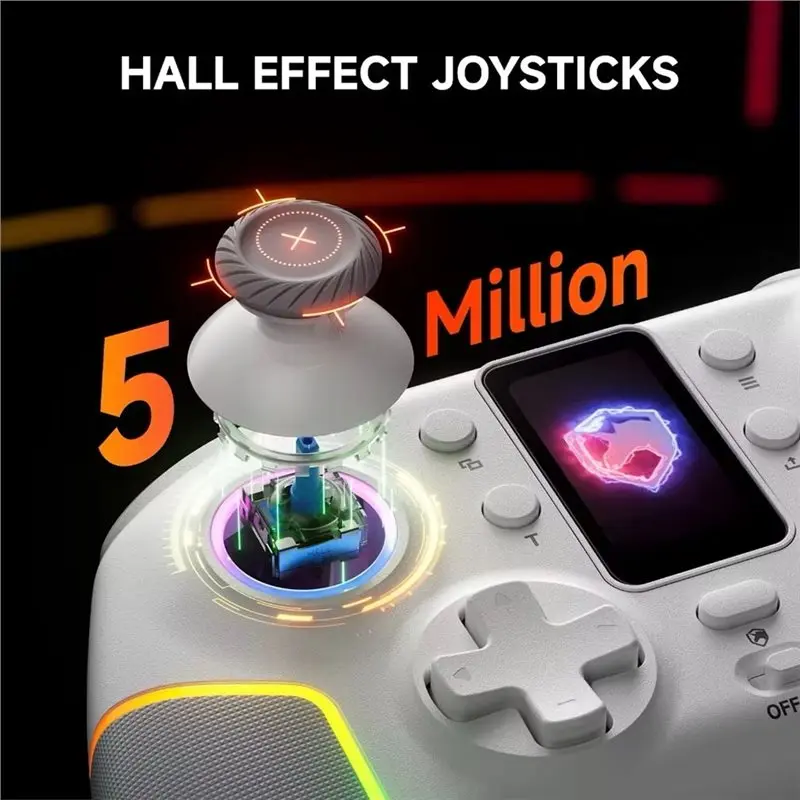 AT82-STK-7052 Wireless Bluetooth Game Controller For Switch Android IOS PC With Screen Six-Axis Vibration RGB Lighting A