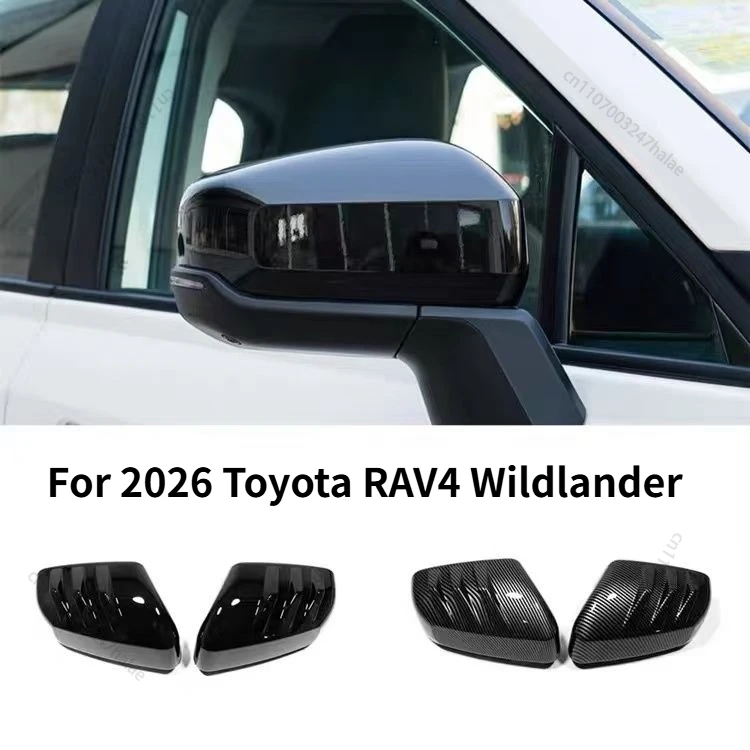 Rearview Mirror Cover Cap Mirror Rain Visor Eyebrow, Carbon Fiber Chrome Exterior Decorative For 2026 Toyota RAV4 Wildlander