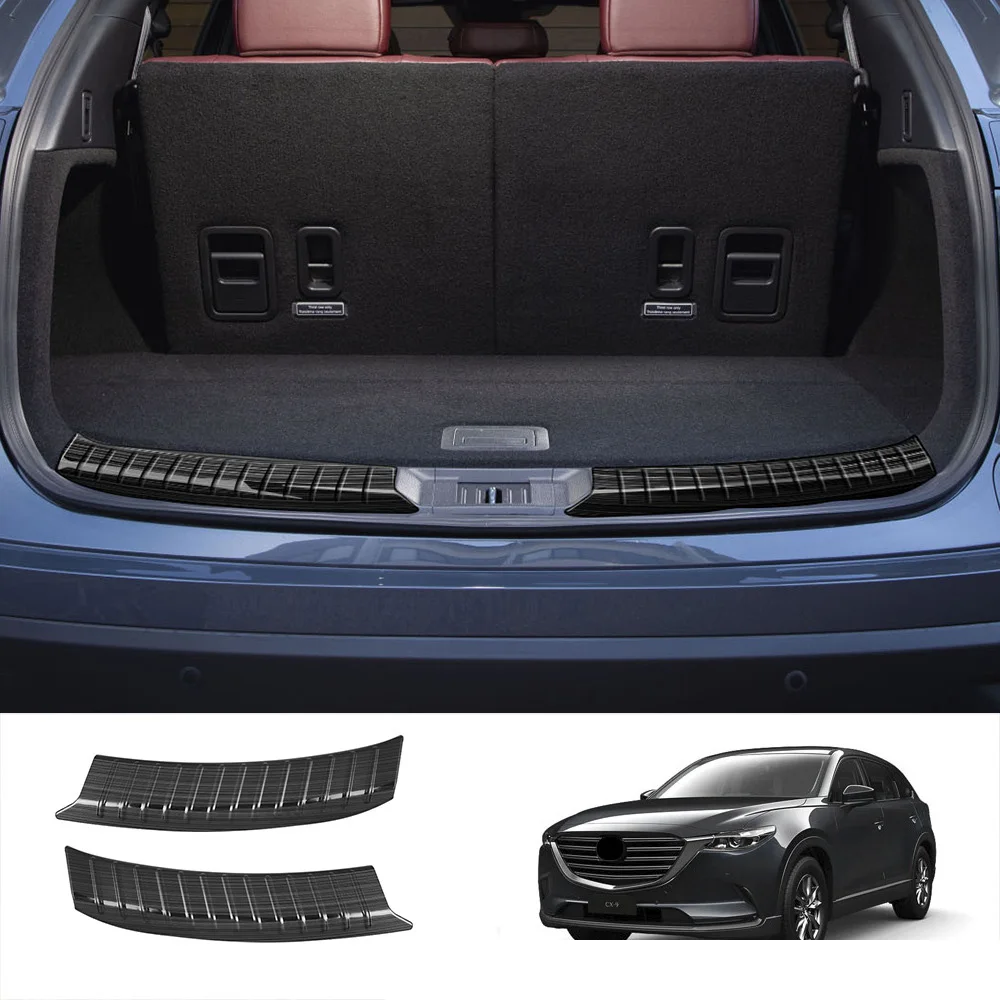 RHD LHD For Mazda CX9 CX-9 2022 2023 Black Brush Car Accessories Inner Rear Bumper Cover Trim Pedal Protector Car Cover Styling