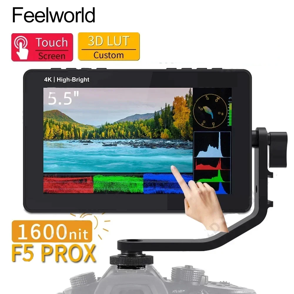 

Feelworld F5 PROX 5.5" Full HD On-camera Monitor F970 External Install and Power Kit 3D LUT 1600nit Touch Screen Field Montior