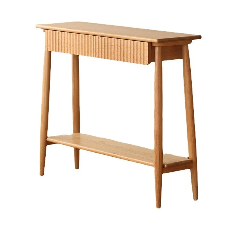 Nordic all-solid wood cherry wood porch cabinet, light luxury bar table in the corridor, log minimalist tables and chairs