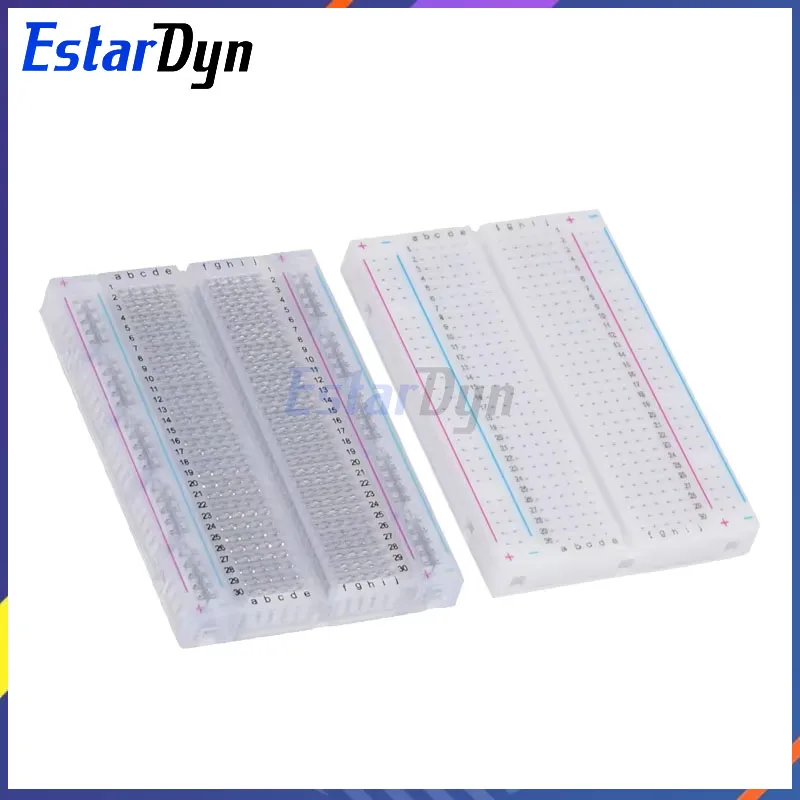 Estardyn Mini bread board/breadboard 8.5cm x 5.5cm 400 holes Transparent/White DIY Electronic experimental Universal PCB