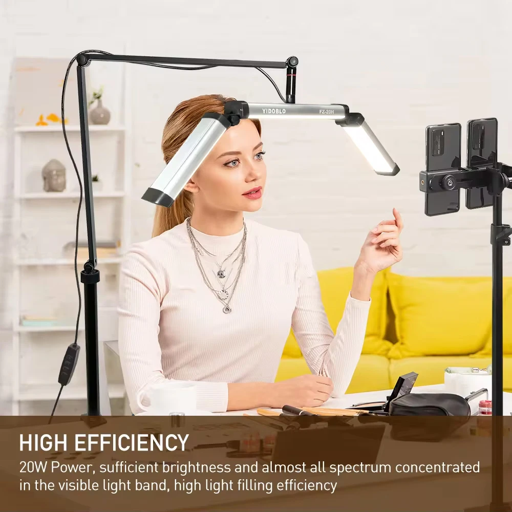 Yidoblo FZ-20H 20W Live Shooting Fill light Desktop Folding Clip LED Ring Light Desktop Photography Light Stand