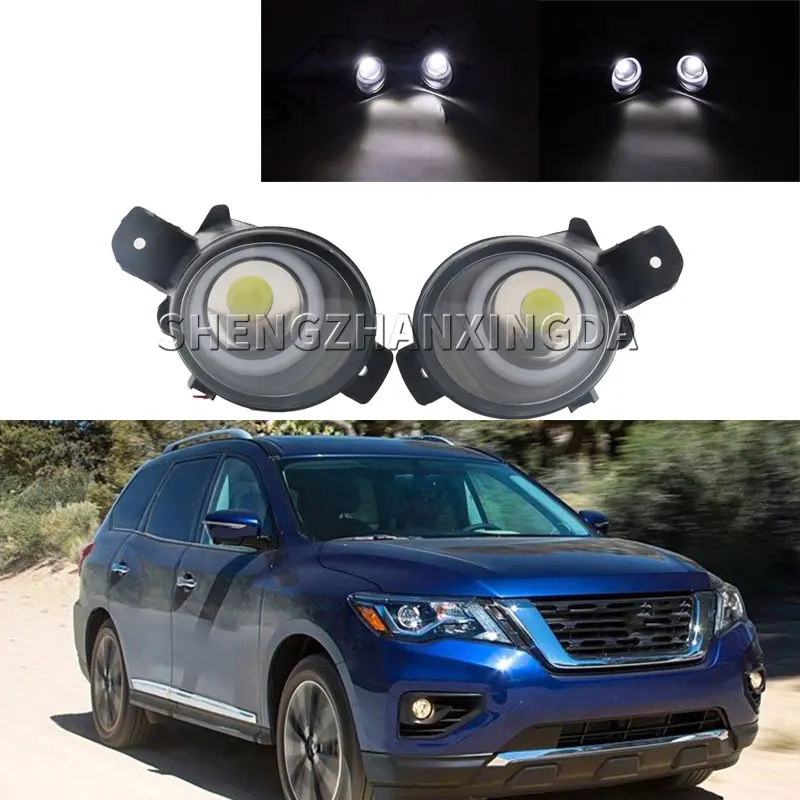 Suitable for Nissan Pathfinder R52 2013 2014 2015 2016 1 Pair 2 in 1 Led Angel Eye Daytime Running Lights + Lens Fog Lights