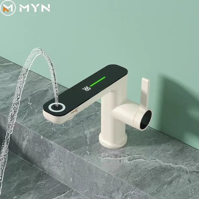 2024 Meiyani New Design LED Digital Display Spray Up Bathroom Faucet Multi Functional Face Wash Basin Faucet