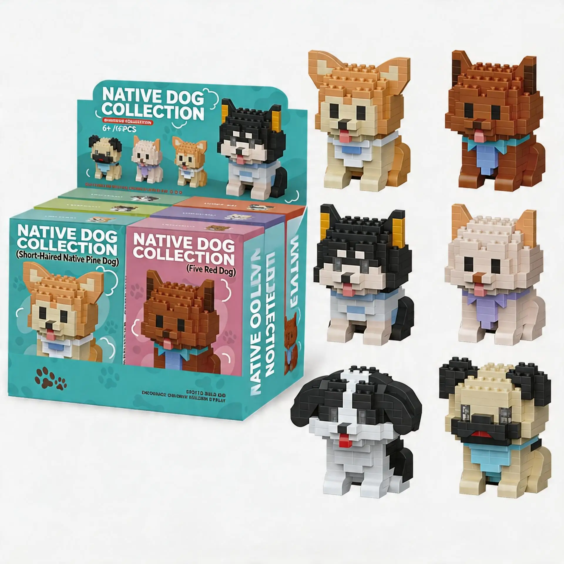 6-Piece Building Block Set, Pug, Short-Haired Terrier, Suitable for Combination and Matching. |   Christmas Gifts, Thanksgiving Surprises, Birthday Presents. Creative DIY Models, Gifts for Friends, Boyfriends and Girlfriends, Valentine's Day Gifts, Mother's Day Gifts, Suitable for Birthdays, Halloween, Thanksgiving, and Christmas.