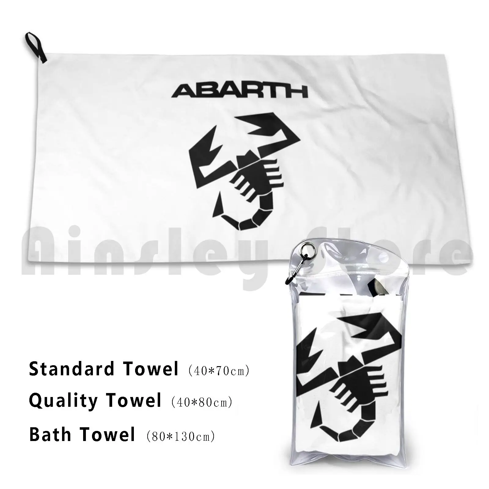 Abarth Logo Scorpion Black Bath Towel Beach Cushion 59