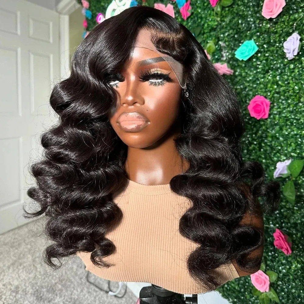 

Глубокая волна Фронтальный парик Черные вьющиеся парики 13x4 HD Высокая плотность Бесклеевой предварительно выщипанный синтетический повседневный косплей для женщин Распродажа