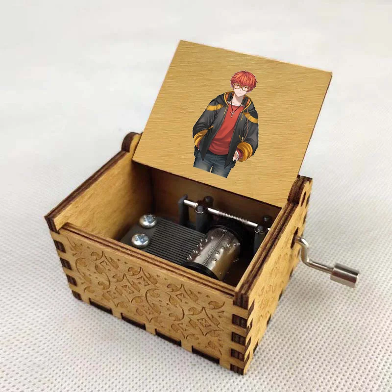 

Music Box Wooden Hand Cranked Birthday Gift Kids Christmas Halloween Gifts For anime Mystic Messenger Cartoon music box