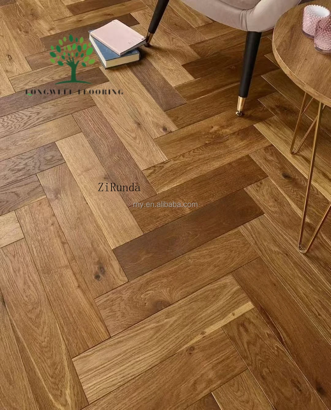 نسخة مخصصة من أرضيات خشب البلوط الصلبة ذات لوح عريض صديقة للبيئة للاستخدام المنزلي