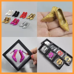 Cdtoys Cd059 1/6 Scale Female Sexy Pointed Tip Sparkling Golden Silver High Heel Shoes Model for 12'' Action Figure Body Model