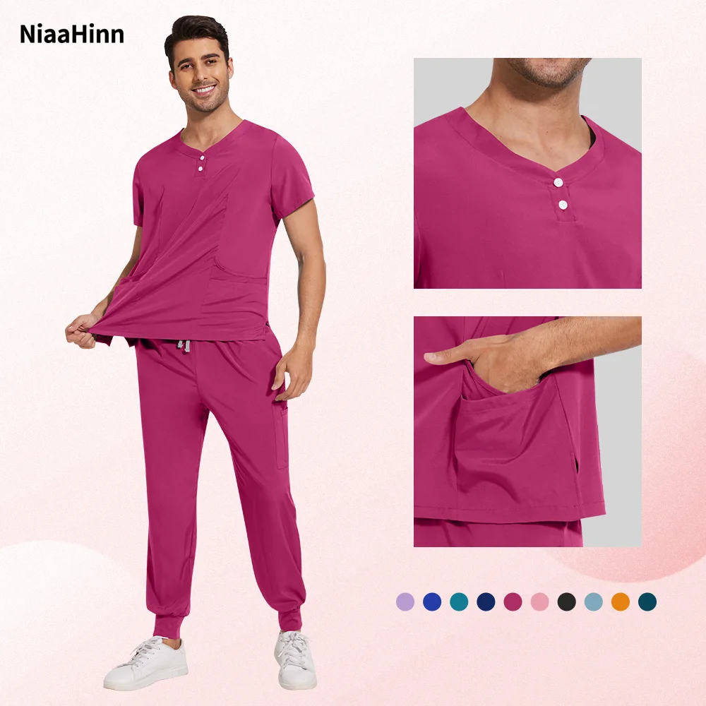 Niaahinn больничная рабочая униформа для врача, рабочая одежда для ухода за домашними животными, медицинский мужской костюм, скраб, униформа, комплект для ухода за здоровьем Niaahinn больничная рабочая униформа для врача, рабочая одежда для ухода за домашними животными, медицинский мужской костюм, скраб, униформа, комплект для ухода за здоровьем