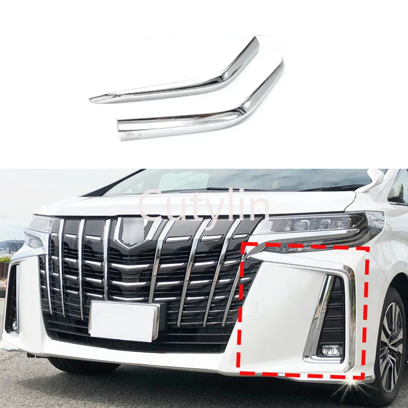 

For Toyota Alphard 30 Sport 2018 2019 ABS Chrome Front Bumper Corner Protection Strip Cover Trim Decorative Car Accessories