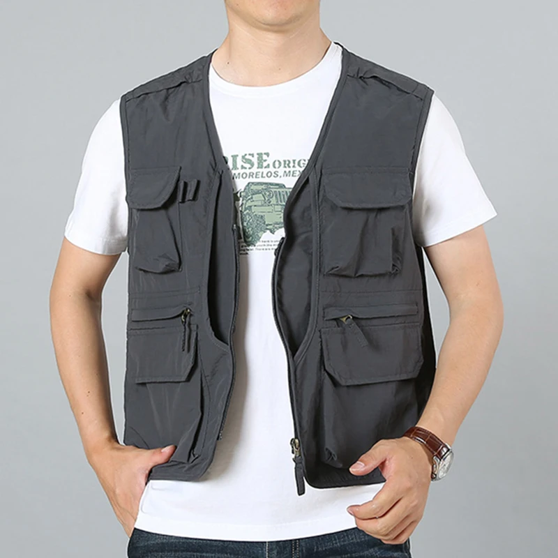 

New Techwear Outdoor Hiking Fishing Outdoor Vest Men Utility Tactical Multi-pocket Vest 6XL Summer Photography Safari Cargo Vest