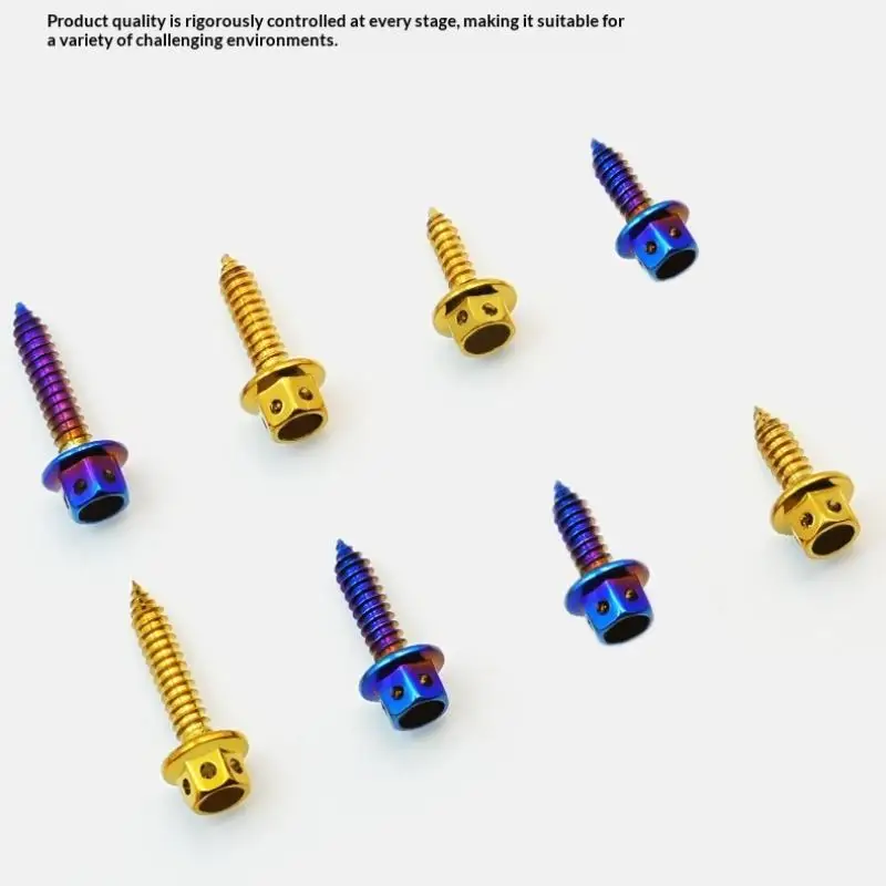Stainless Steel Flange Self Tapping Screws 4Pcs Titanium Plated M4 M5 for Hobby Model Building DIY Craft Use
