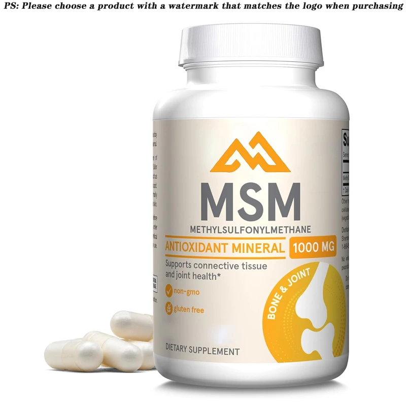 MSM 1000mg 60 capsules vegetarian capsules - methylsulfonylmethane - sulfur source - supports connective tissue and joint health