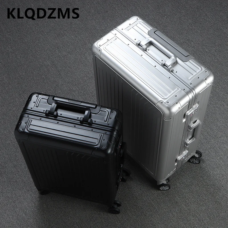 KLQDZMS 20 Inch Rolling Suitcase Full Aluminum Magnesium Alloy Boarding Box 28 Large Capacity Trolley Case 24 Business Luggage